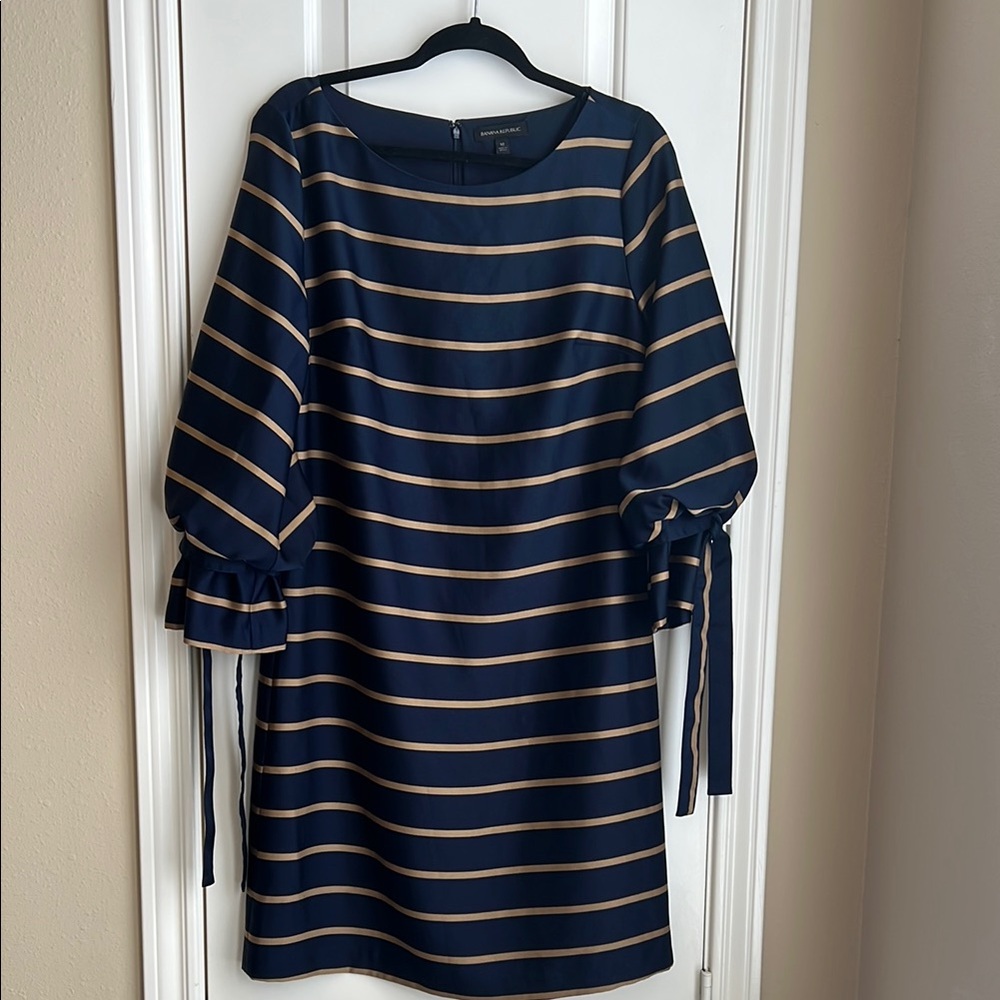 Banana Republic Blue Sheath Dress with Bishop Sleeves